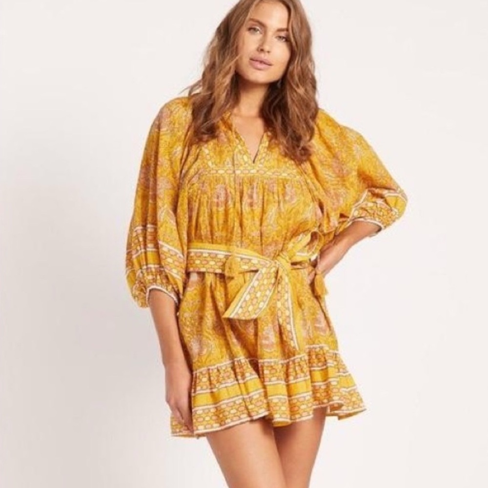 Cleobella Magdalena Mini Dress Print Puff Sleeve